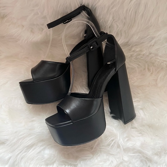 New! SCHUTZ “Lenne” Chunky Square Heel Platform Leather Sandals Heels - Picture 10 of 14